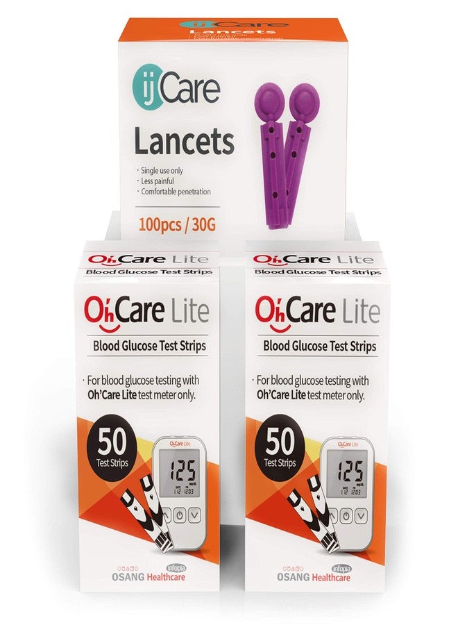 آي جيه كير جهاز قياس نسبة السكر في الدم Oh'Care Lite - شرائط اختبار الجلوكوز وإبر وخز لاختبار الدم - مستلزمات دقيقة وبأسعار معقولة لمرضى السكري (100 شريط + 100 إبرة وخز) - Image 4